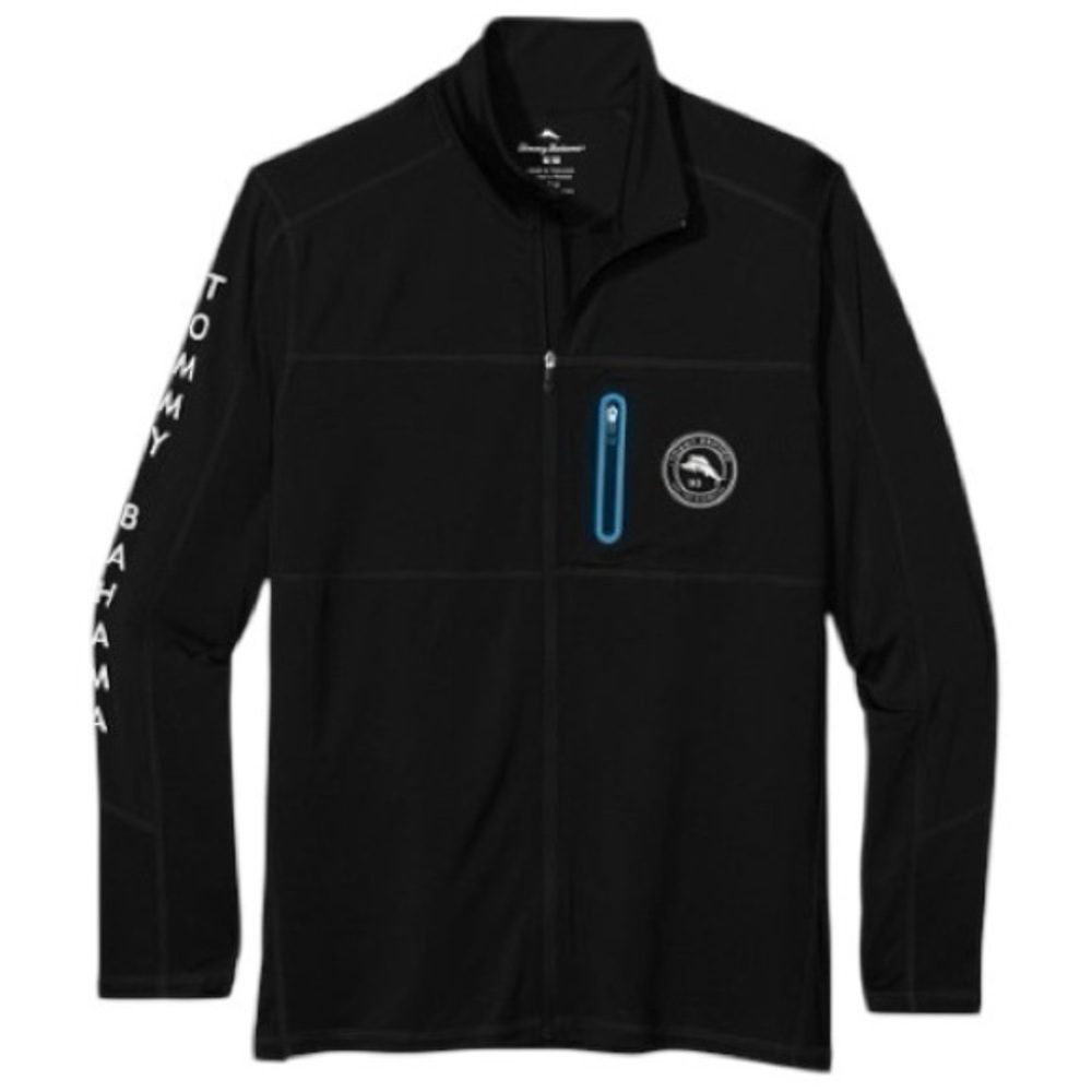 Tommy Bahama XXL Black Island Active Kakoa Beach Spellout UPF 30 Full Zip Jacket